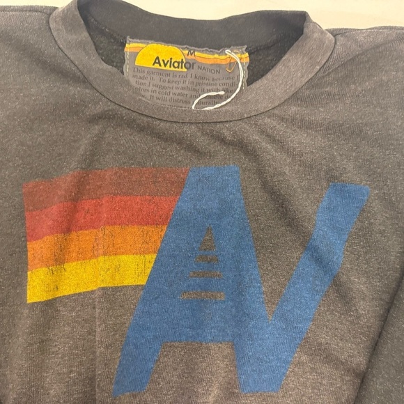 Aviator Nation Vintage logo cropped crew relaxed sweatshirt-size M-NWT - Picture 5 of 6